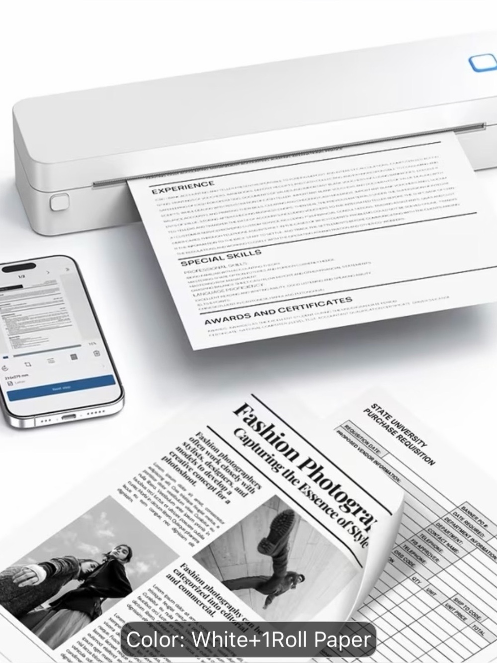 Portable White Document Scanner with Mobile Compatibility